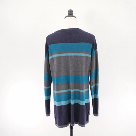 Talbots Scoop Neck Blue Teal Gray Medium Sweater Rayon Nylon Cotton - Picture 6 of 9